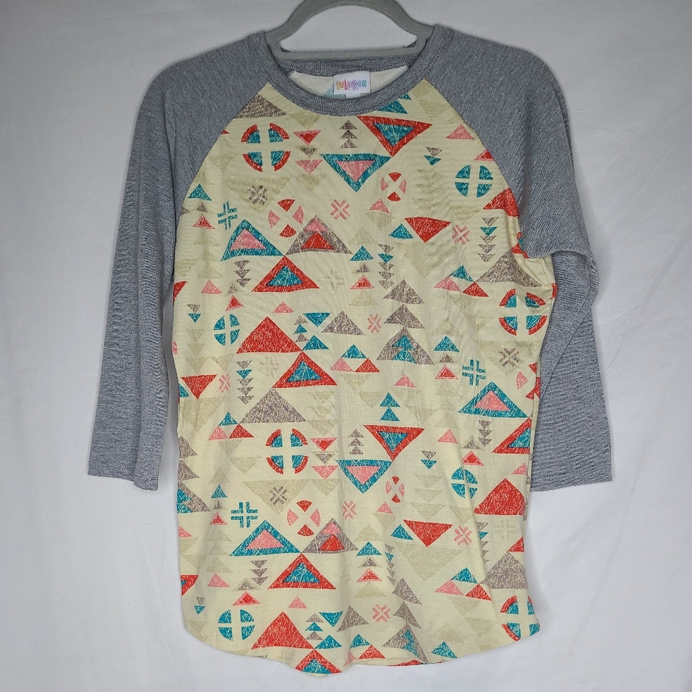 LulaRoe Geometric Aztec shirt small 3/4 Raglan Sleeve